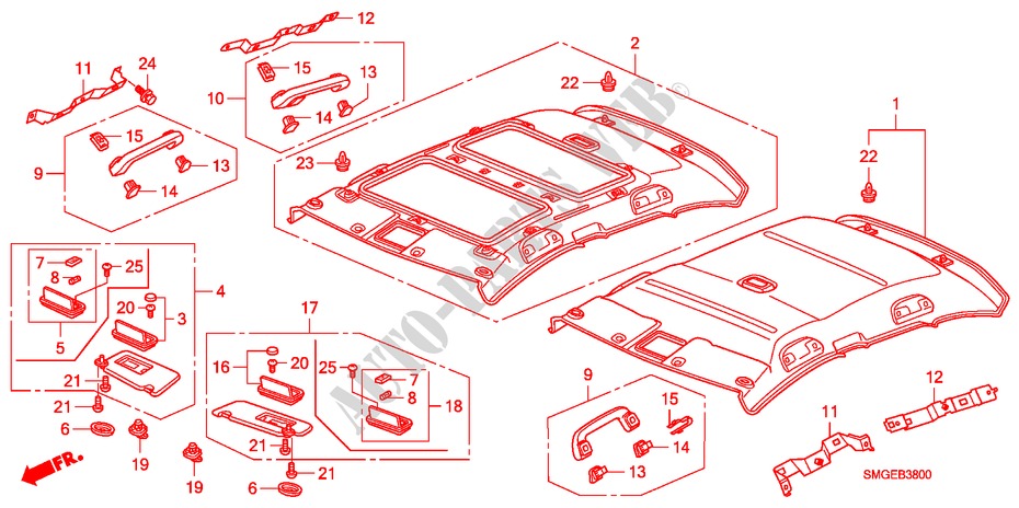 DAK VOERING voor Honda CIVIC 1.8 GT 5 deuren 5-traps automatische versnellingsbak 2010