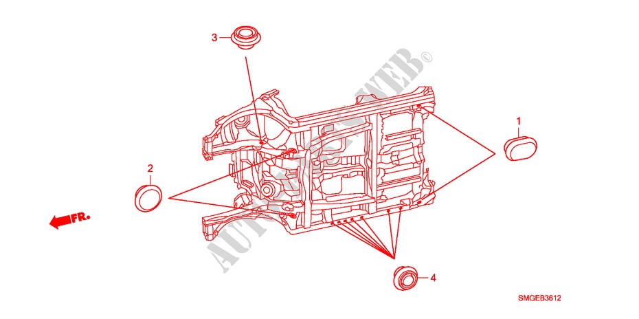 DOORVOERTULLE(ONDER) voor Honda CIVIC 1.8 ES 5 deuren 6-versnellings handgeschakelde versnellingsbak 2009