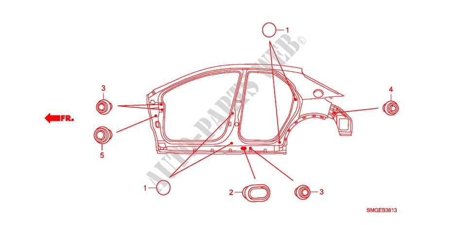 DOORVOERTULLE(ZIJ) voor Honda CIVIC 2.2 VXI 5 deuren 6-versnellings handgeschakelde versnellingsbak 2010