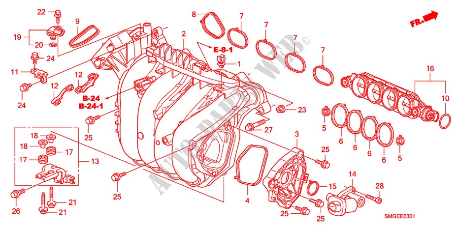 INLAAT SPRUITSTUK(1.8L) voor Honda CIVIC 1.8 ES 5 deuren 6-versnellings handgeschakelde versnellingsbak 2009
