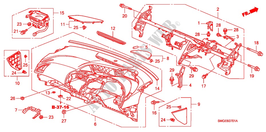 INSTRUMENTEN PANEEL(RH) voor Honda CIVIC 1.8 ES 5 deuren 6-versnellings handgeschakelde versnellingsbak 2009
