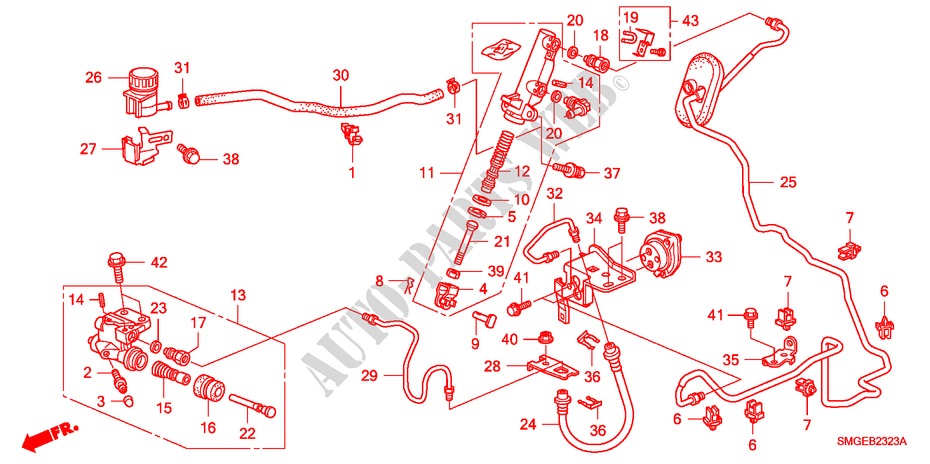 KOPPELING HOOFDCILINDER(RH)(DIESEL) voor Honda CIVIC 2.2 VXI 5 deuren 6-versnellings handgeschakelde versnellingsbak 2010