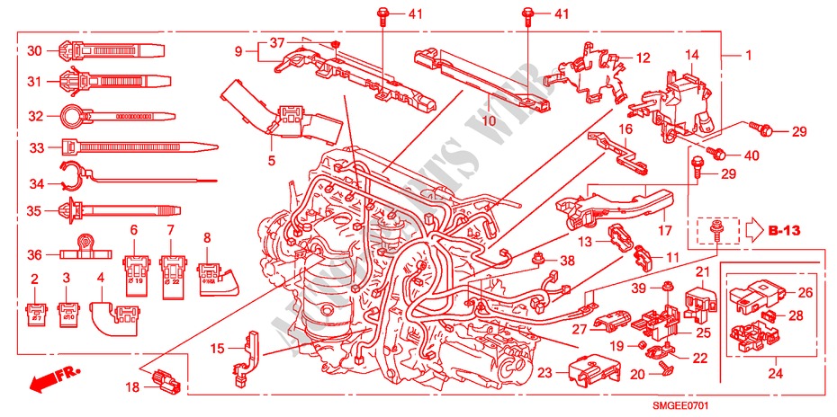 MOTOR BEDRADINGSBUNDEL(1.8L) voor Honda CIVIC 1.8 ES 5 deuren 6-versnellings handgeschakelde versnellingsbak 2009