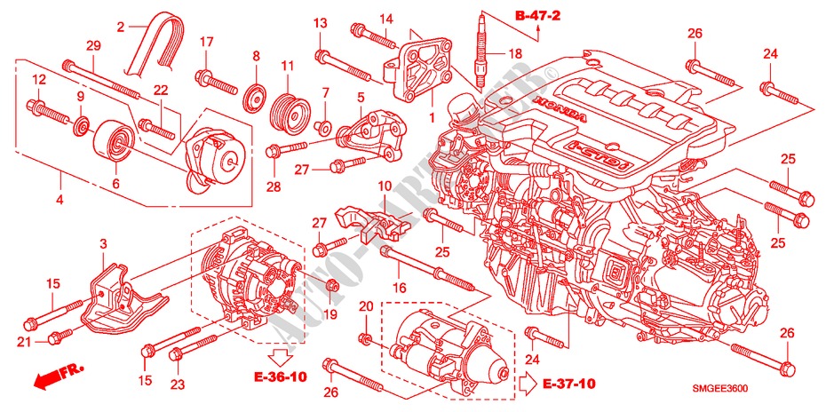 MOTOR BEVESTIGING BEUGEL(DIESEL) voor Honda CIVIC 2.2 VXI 5 deuren 6-versnellings handgeschakelde versnellingsbak 2010