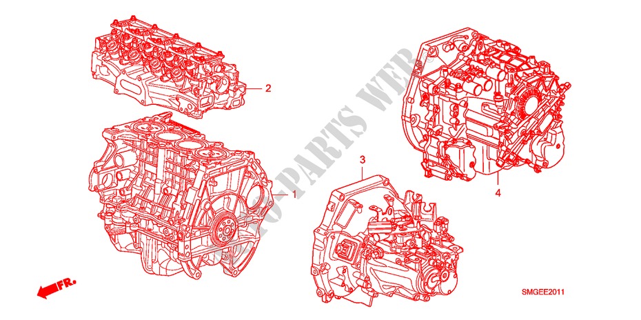 MOTOR MONTAGE/VERSNELLINGSBAKSAMENSTEL(1.8L) voor Honda CIVIC 1.8 ES 5 deuren 6-versnellings handgeschakelde versnellingsbak 2009