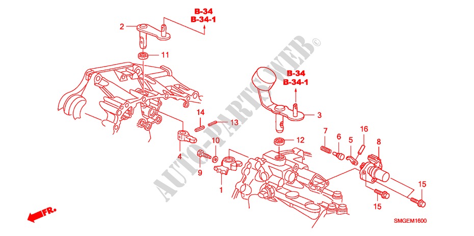 OVERSCHAKELARM/OVERSCHAKELHENDEL(DIESEL) voor Honda CIVIC 2.2 VXI 5 deuren 6-versnellings handgeschakelde versnellingsbak 2010
