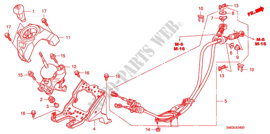 OVERSCHAKELHENDEL(LH) voor Honda CIVIC 1.4 COMFORT 5 deuren 6-versnellings handgeschakelde versnellingsbak 2009