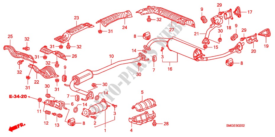 UITLAATPIJP/GELUIDDEMPER(DIESEL)(1) voor Honda CIVIC 2.2 VXI 5 deuren 6-versnellings handgeschakelde versnellingsbak 2010
