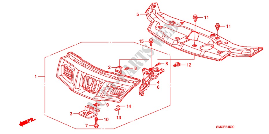 VOOR GRILLE(1) voor Honda CIVIC 1.8 S 5 deuren 5-traps automatische versnellingsbak 2010