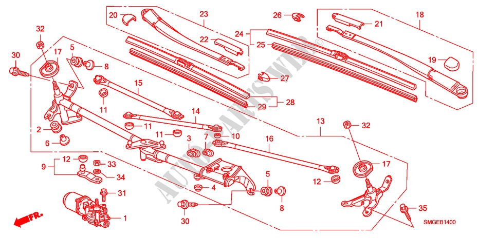 VOOR RUITESPROEIER(LH) voor Honda CIVIC 2.2 COMFORT 5 deuren 6-versnellings handgeschakelde versnellingsbak 2009