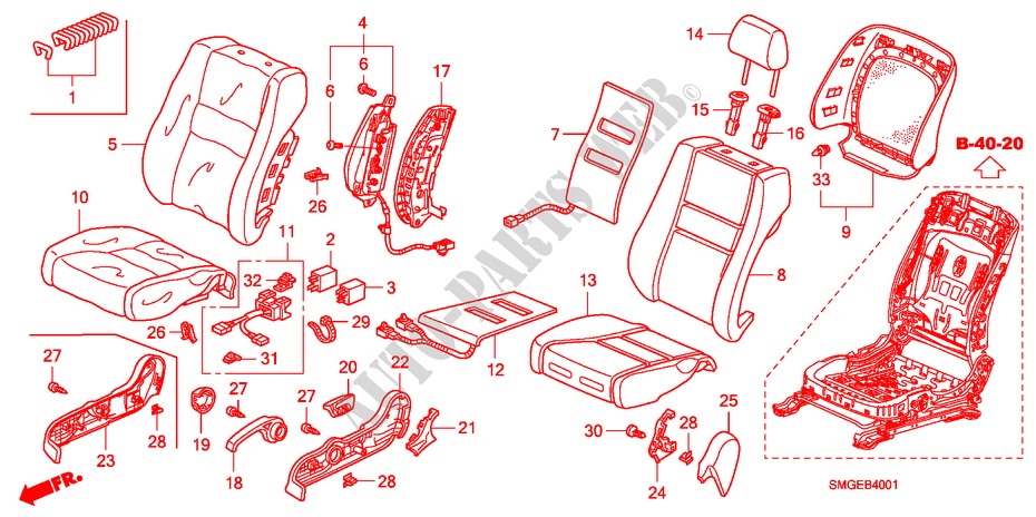 VOOR ZITTING(R.) voor Honda CIVIC 2.2 EX 5 deuren 6-versnellings handgeschakelde versnellingsbak 2010