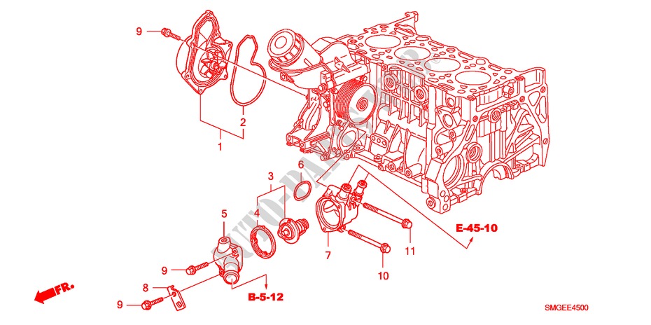 WATERPOMP(DIESEL) voor Honda CIVIC 2.2 VXI 5 deuren 6-versnellings handgeschakelde versnellingsbak 2010