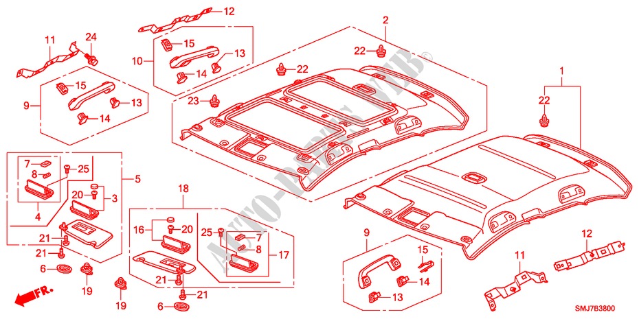 DAK VOERING voor Honda CIVIC 1.8EXI 5 deuren 6-versnellings handgeschakelde versnellingsbak 2011