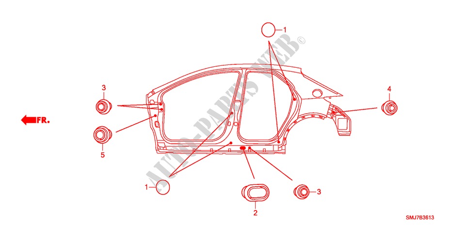 DOORVOERTULLE(ZIJ) voor Honda CIVIC 1.8GT    AUDIOLESS 5 deuren 5-traps automatische versnellingsbak 2011