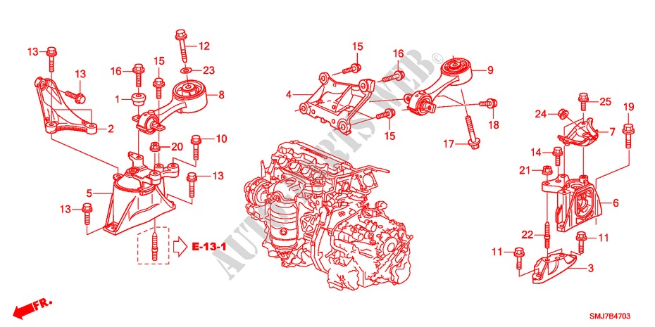 MOTOR BEVESTIGINGEN(1.8L)(AT) voor Honda CIVIC 1.8S 5 deuren 5-traps automatische versnellingsbak 2011
