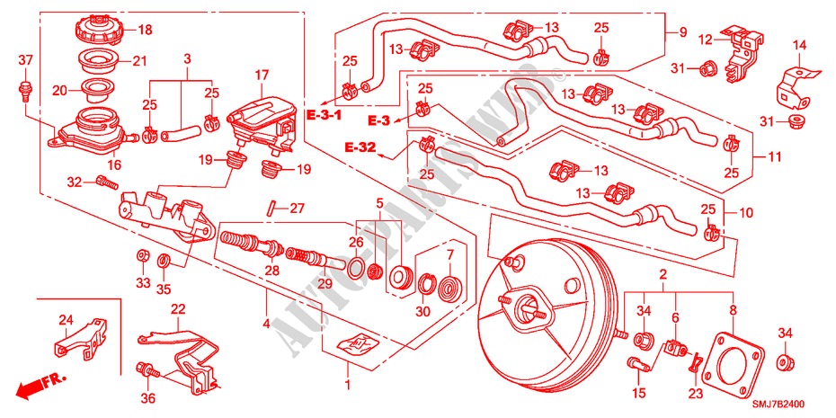 REM HOOFDCILINDER/HOOFDSPANNING(LH) voor Honda CIVIC 1.8GT 5 deuren 5-traps automatische versnellingsbak 2011