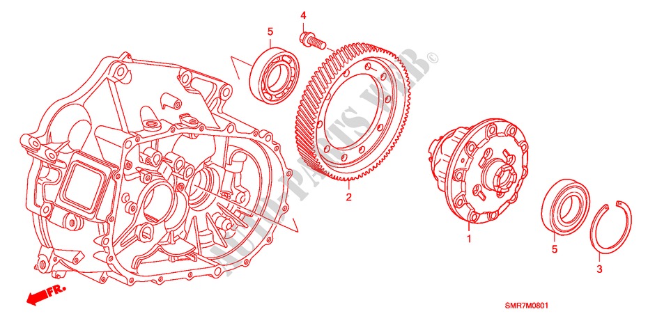 DIFFERENTIEEL(2.0L) voor Honda CIVIC 2.0 TYPE R 3 deuren 6-versnellings handgeschakelde versnellingsbak 2007