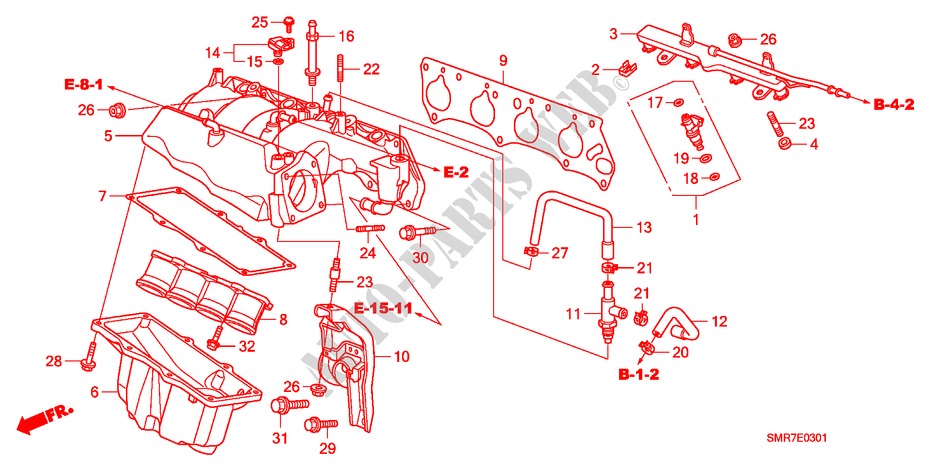 INLAAT SPRUITSTUK(2.0L) voor Honda CIVIC 2.0 TYPE R 3 deuren 6-versnellings handgeschakelde versnellingsbak 2007