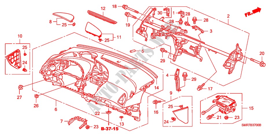 INSTRUMENTEN PANEEL(LH) voor Honda CIVIC 2.0 TYPE R    RACE 3 deuren 6-versnellings handgeschakelde versnellingsbak 2007