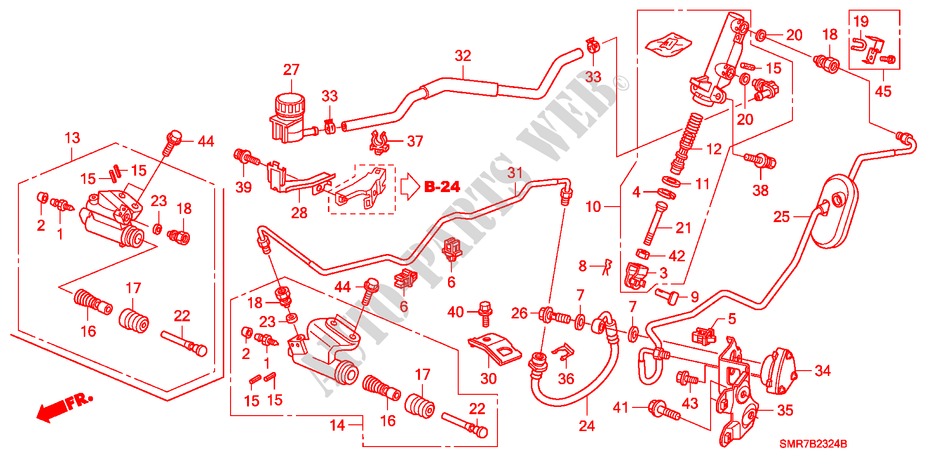 KOPPELING HOOFDCILINDER (LH) (2.0L) voor Honda CIVIC 2.0 TYPE R 3 deuren 6-versnellings handgeschakelde versnellingsbak 2007