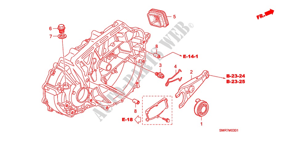 KOPPELING TERUGKEER (2.0L) voor Honda CIVIC 2.0 TYPE R 3 deuren 6-versnellings handgeschakelde versnellingsbak 2008