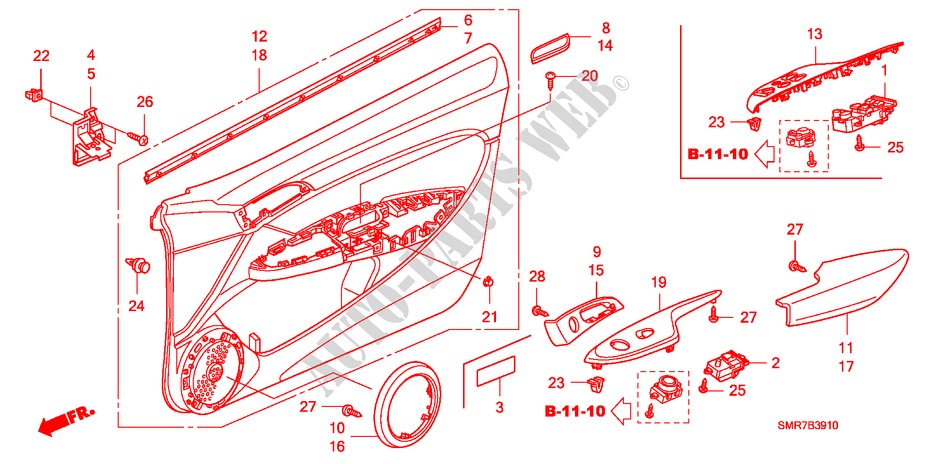 PORTIER VOERING(LH) voor Honda CIVIC 2.0 TYPE R 3 deuren 6-versnellings handgeschakelde versnellingsbak 2007