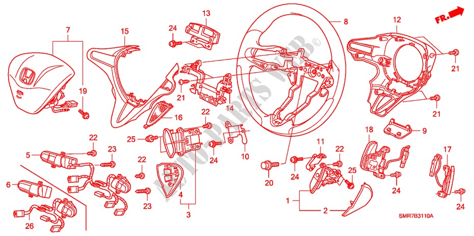 STUURWIEL(SRS) voor Honda CIVIC 2.0 TYPE R 3 deuren 6-versnellings handgeschakelde versnellingsbak 2007