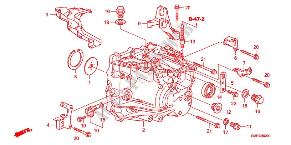 TRANSMISSIE HUIS (2.0L) voor Honda CIVIC 2.0 TYPE R    RACE 3 deuren 6-versnellings handgeschakelde versnellingsbak 2008