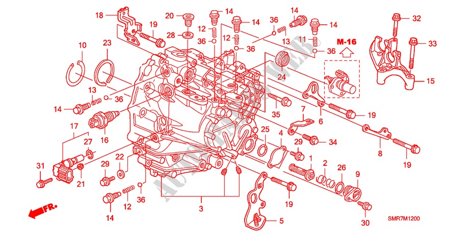 TRANSMISSIE HUIS (DIESEL) voor Honda CIVIC 2.2 TYPE S     DPF 3 deuren 6-versnellings handgeschakelde versnellingsbak 2008