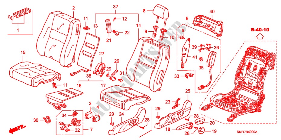 VOOR ZITTING(L.) (1.4L) (1.8L) (DIESEL) voor Honda CIVIC 1.8 TYPE S 3 deuren 6-versnellings handgeschakelde versnellingsbak 2007