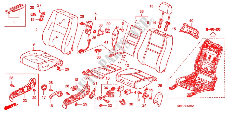 VOOR ZITTING(R.) (1.4L) (1.8L) (DIESEL) voor Honda CIVIC 2.2 TYPE S 3 deuren 6-versnellings handgeschakelde versnellingsbak 2009