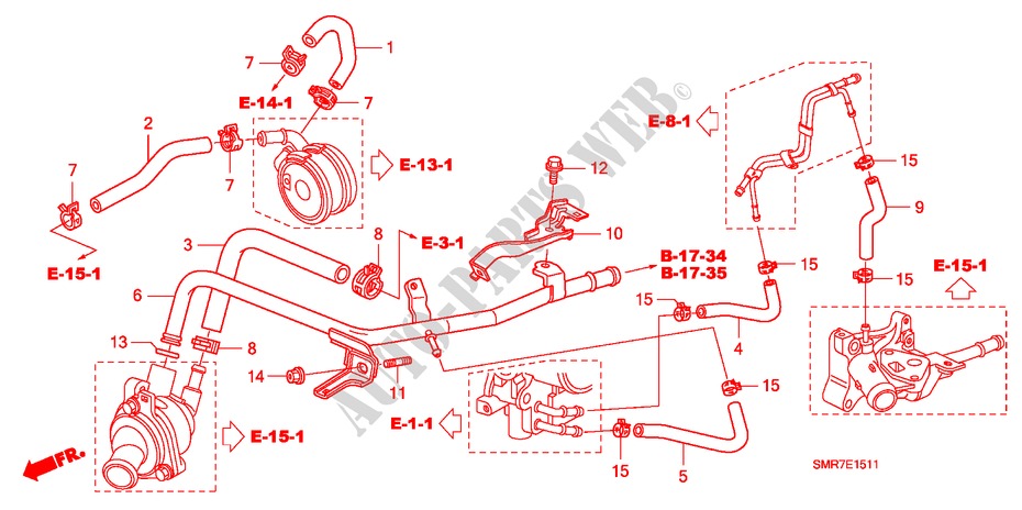WATERSLANG(2.0L) voor Honda CIVIC 2.0 TYPE R 3 deuren 6-versnellings handgeschakelde versnellingsbak 2007