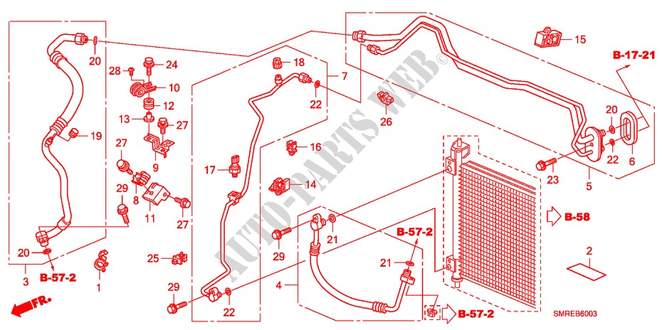 AIRCONDITIONER(SLANGEN/PIJPEN)(RH)(2) voor Honda CIVIC 2.0 TYPE-R   CHAMP 3 deuren 6-versnellings handgeschakelde versnellingsbak 2011