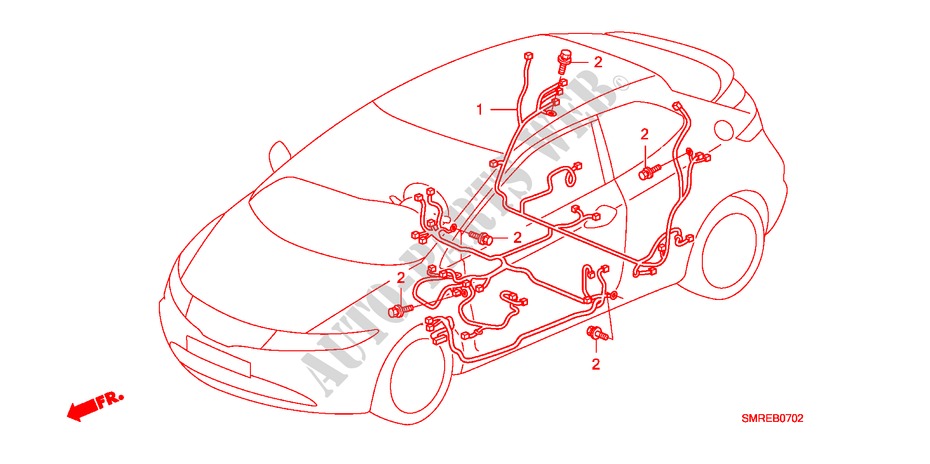BEDRADINGSBUNDEL(LH)(2) voor Honda CIVIC 2.0 TYPE-R   CHAMP 3 deuren 6-versnellings handgeschakelde versnellingsbak 2010