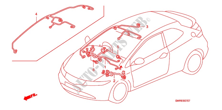 BEDRADINGSBUNDEL(RH)(4) voor Honda CIVIC 2.2 TYPE-S 3 deuren 6-versnellings handgeschakelde versnellingsbak 2011