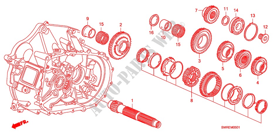 HULPAS(2.0L) voor Honda CIVIC 2.0 TYPE-R   CHAMP 3 deuren 6-versnellings handgeschakelde versnellingsbak 2010
