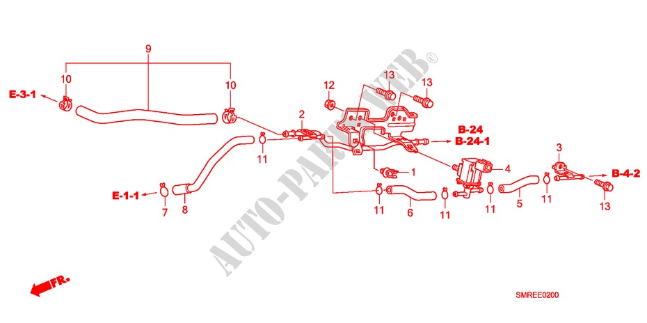 INSTALLATIEPIJP(2.0L) voor Honda CIVIC 2.0 TYPE-R   CHAMP 3 deuren 6-versnellings handgeschakelde versnellingsbak 2010