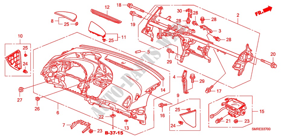 INSTRUMENTEN PANEEL(LH) voor Honda CIVIC 2.0 TYPE-R   CHAMP 3 deuren 6-versnellings handgeschakelde versnellingsbak 2010