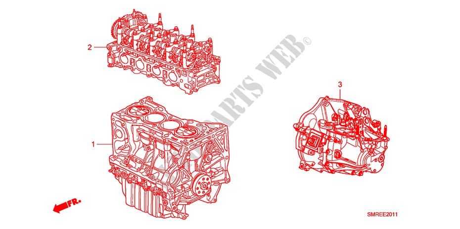 MOTOR MONTAGE/VERSNELLINGSBAKSAMENSTEL(2.0L) voor Honda CIVIC 2.0 TYPE-R   CHAMP 3 deuren 6-versnellings handgeschakelde versnellingsbak 2010