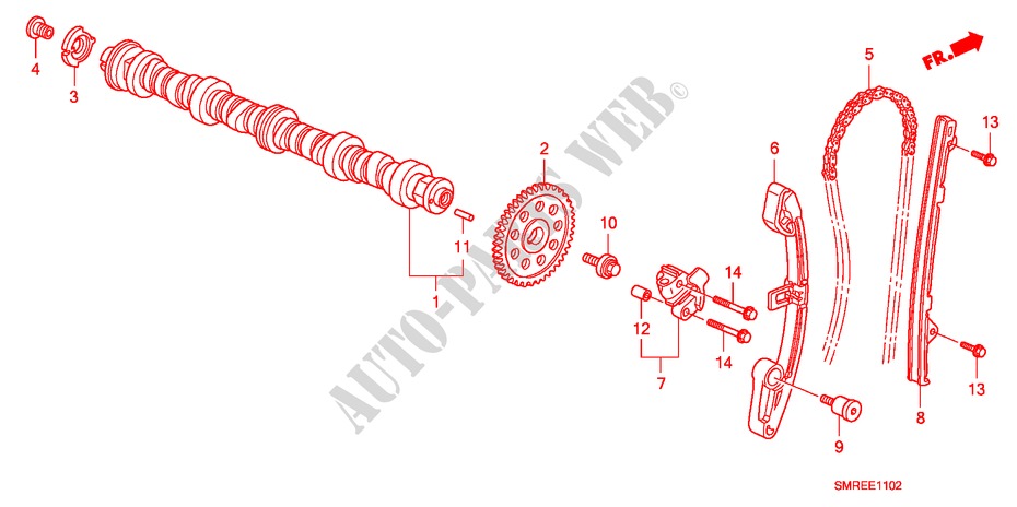 NOKKENAS/NOK KETTING(1.4L) voor Honda CIVIC 1.4 TYPE-S 3 deuren 6-versnellings handgeschakelde versnellingsbak 2011