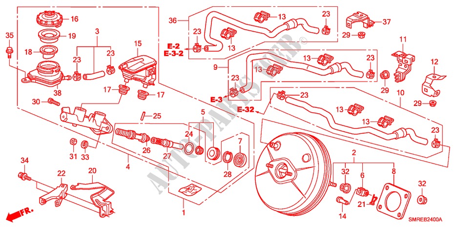 REM HOOFDCILINDER/HOOFDSPANNING(LH) voor Honda CIVIC 2.0 TYPE-R   CHAMP 3 deuren 6-versnellings handgeschakelde versnellingsbak 2010
