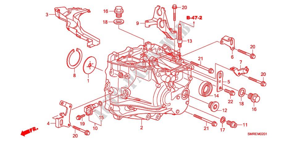 TRANSMISSIE HUIS(2.0L) voor Honda CIVIC 2.0 TYPE-R   CHAMP 3 deuren 6-versnellings handgeschakelde versnellingsbak 2010