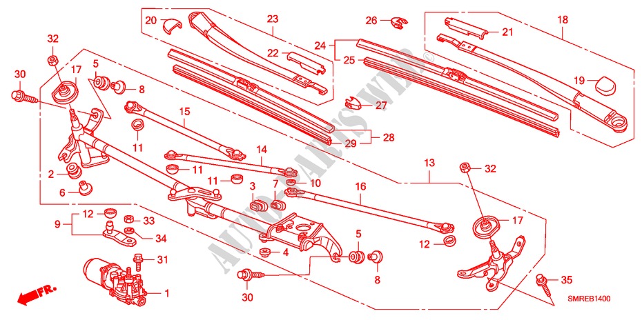 VOOR RUITESPROEIER(LH) voor Honda CIVIC 2.2 TYPE-S 3 deuren 6-versnellings handgeschakelde versnellingsbak 2010
