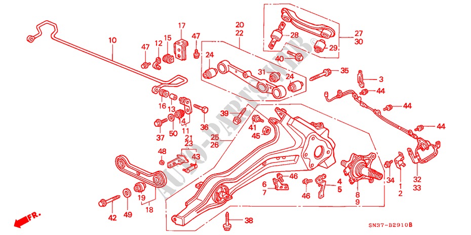 ACHTER STABILISATOR/ ACHTER ONDER ARM voor Honda CONCERTO 1.6I-16 4 deuren 4-traps automatische versnellingsbak 1991