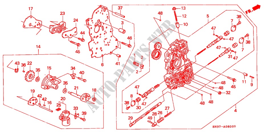 HOOFDKLEP BEHUIZING voor Honda CONCERTO 1.6I-16 4 deuren 4-traps automatische versnellingsbak 1991