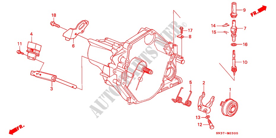 KOPPELING TERUGKEER/ SNELHEIDSMETER VERSNELLIN voor Honda CONCERTO 1.6I 4 deuren 5-versnellings handgeschakelde versnellingsbak 1993