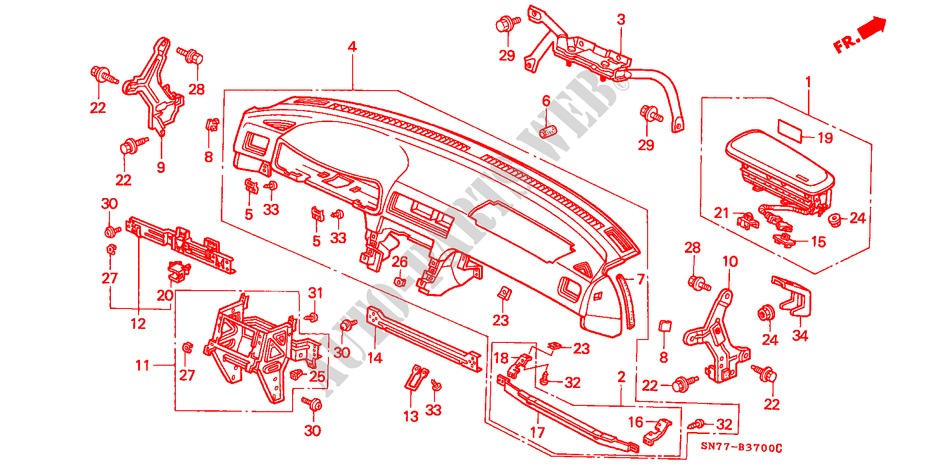 INSTRUMENTEN PANEEL(LH) voor Honda ACCORD 2.0ITD 4 deuren 5-versnellings handgeschakelde versnellingsbak 1996