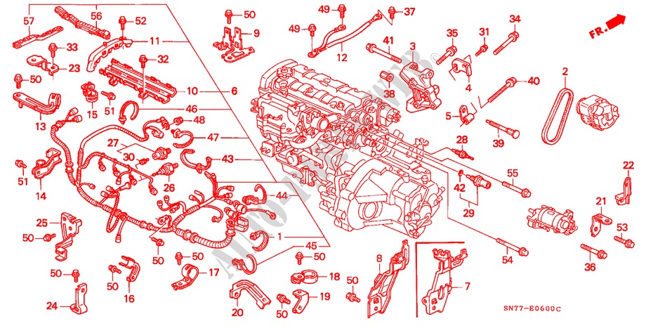 MOTOR BEDRADINGSBUNDEL/KLEM voor Honda ACCORD 2.0ILS 4 deuren 5-versnellings handgeschakelde versnellingsbak 1994