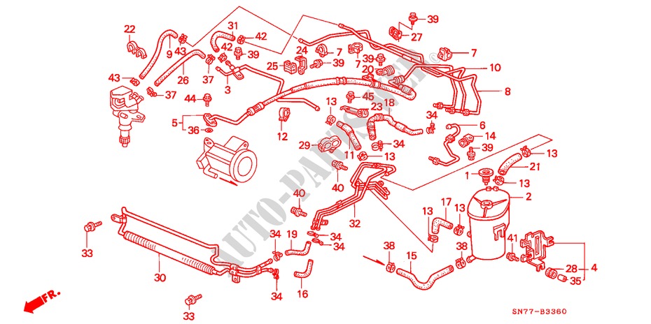 P.S. LEIDING(LH)( '94) voor Honda ACCORD 2.0IES 4 deuren 5-versnellings handgeschakelde versnellingsbak 1994