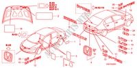 EMBLEMEN/WAARSCHUWINGSLABELS voor Honda CIVIC 1.8 LS 4 deuren 5-traps automatische versnellingsbak 2006